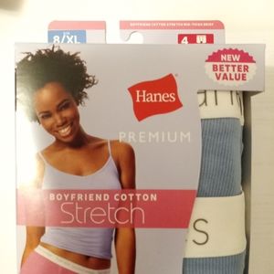 Hanes Premium Boyfriend Cotton Stretch Mid-Thigh 4 pairs Extra large blue